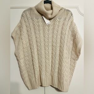 NWT Splendid Acrylic Cable Knit Dolman Cape Sleeves Turtleneck Sweater Size L